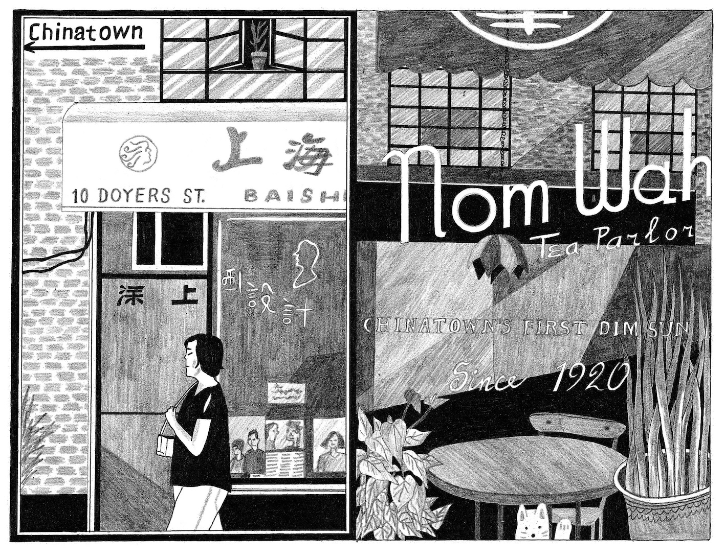 illustrations of her original book Řecký návrat (Baobab) and for Nový prostor and New York zine
